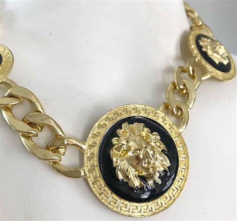 replica versace necklaces|authentic versace lion necklace.